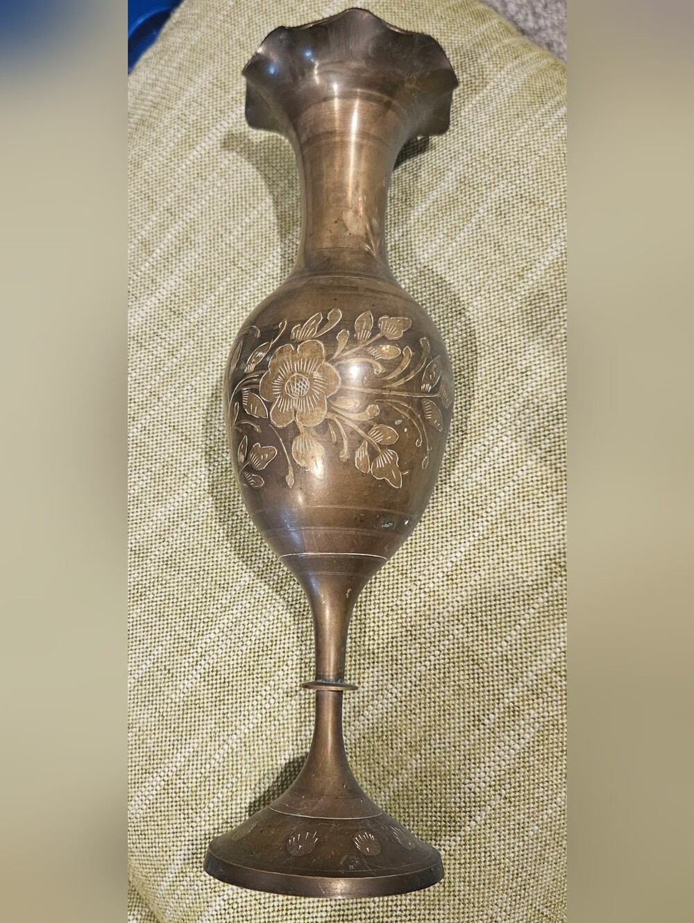 Solid Brass Floral Vintage Vase